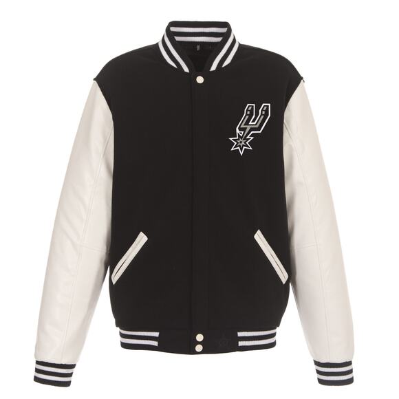 San Antonio Spurs Reversible Fleece Jacket with Faux Leather Sleeves - Picture 2 of 4